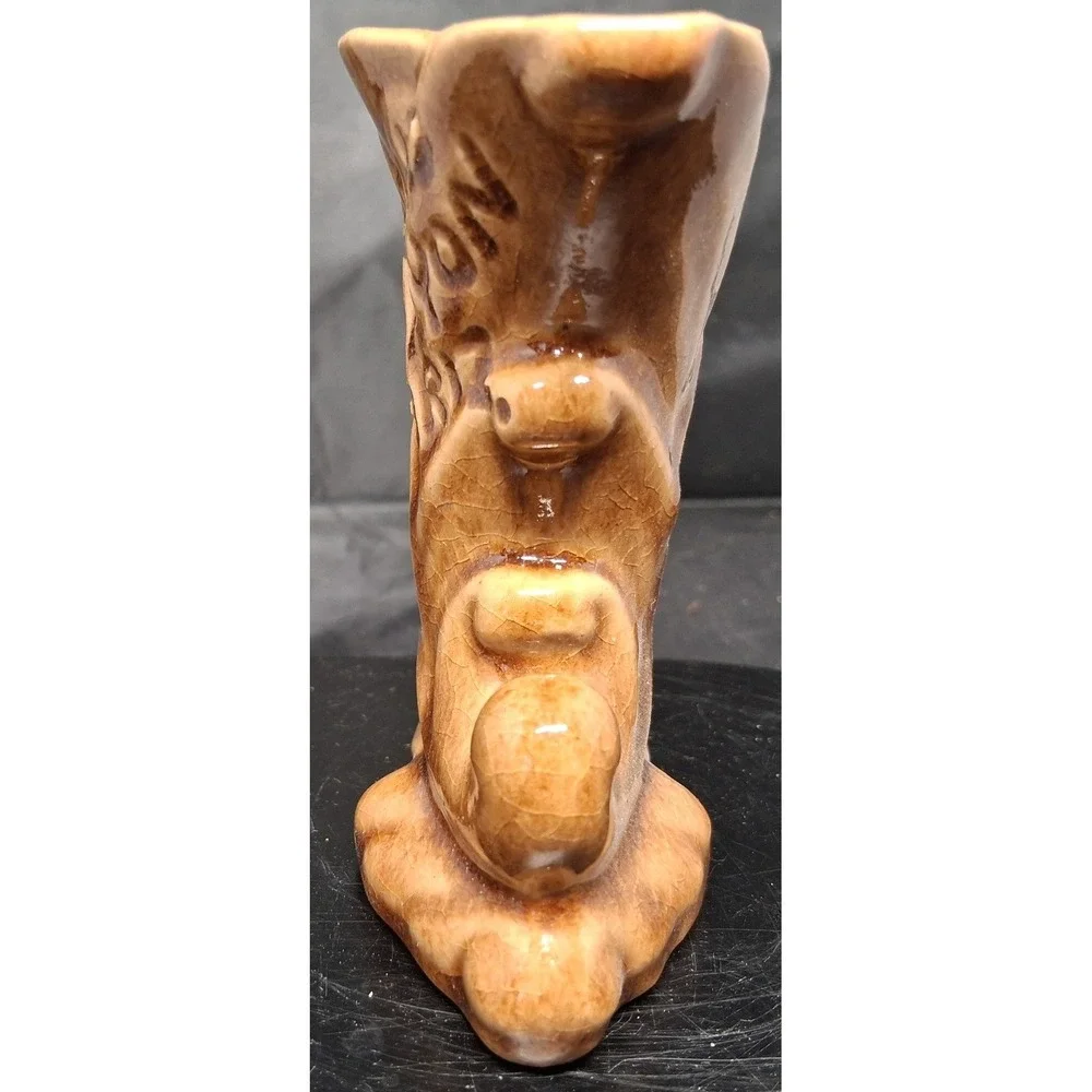 Vintage Dryden Pottery Grand Canyon Arizona Cornucopia Bud Vase Brown Glaze